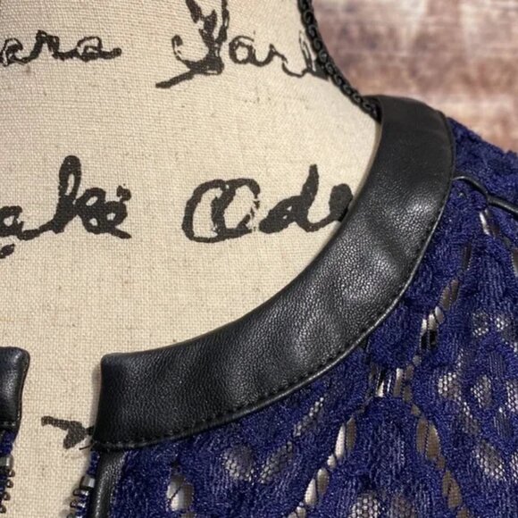 Kim Gravel Womens Navy Blue Peplum Lace Jacket Size XXS - Picture 6 of 11